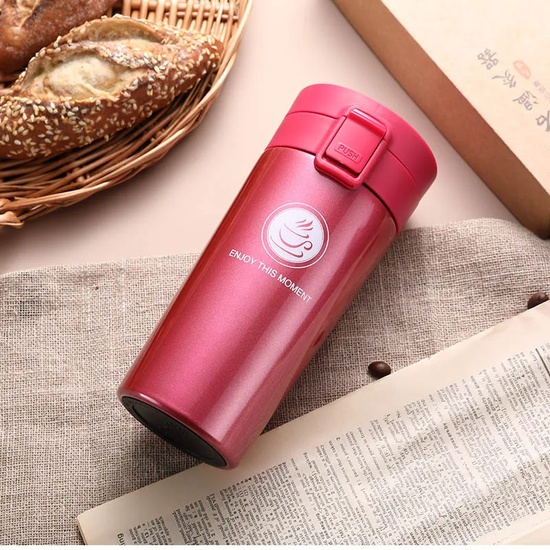 AQW310 380ml red GJ 500 мл Термос кружка кофейная чашка с крышкой Термокружка уплотнение нержавеющая сталь термосы Термокружка для автомобиля бутылки для воды Termos - Цвет: AQW310 380ml red