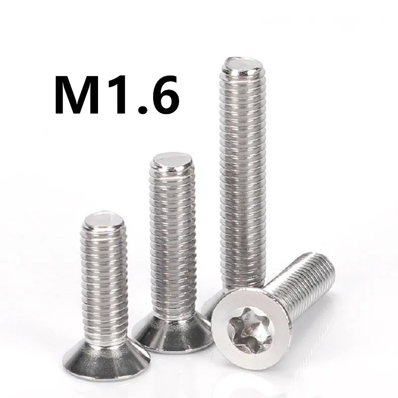 

200pcs/lot GB2673 M1.6x3/4/5/6/8/10mm ISO14581 304 Stainless steel countersunk head torx screw flat six-lobe machine screws