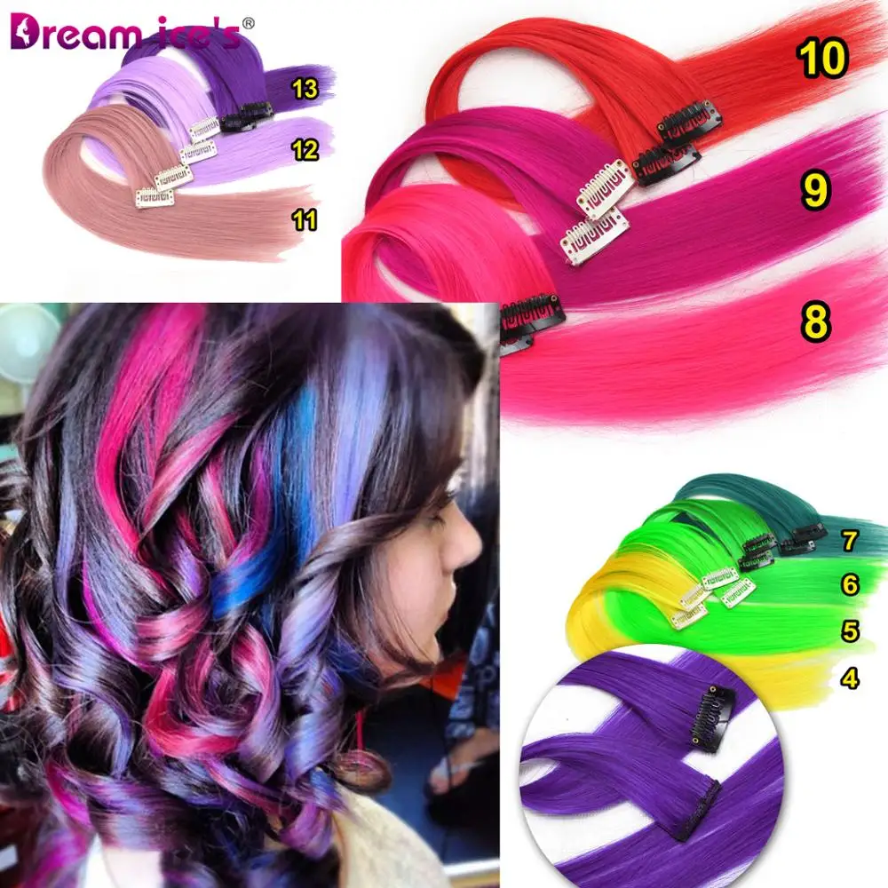 Цветные синтетические зажимы для наращивания волос в одной штуке имитирующие