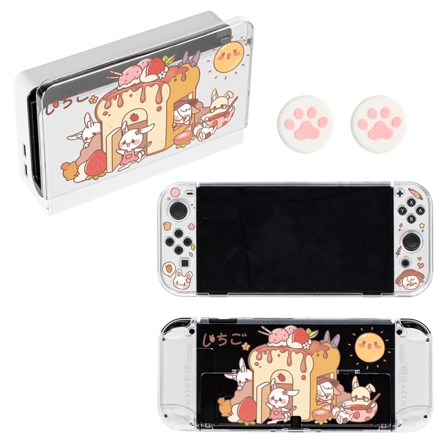 For Nintendo Switch OLED Cute Cartoon Anime Case Joy Con Controller Shell Kawaii Pink Soft Silicone Protective Cover Accessories K