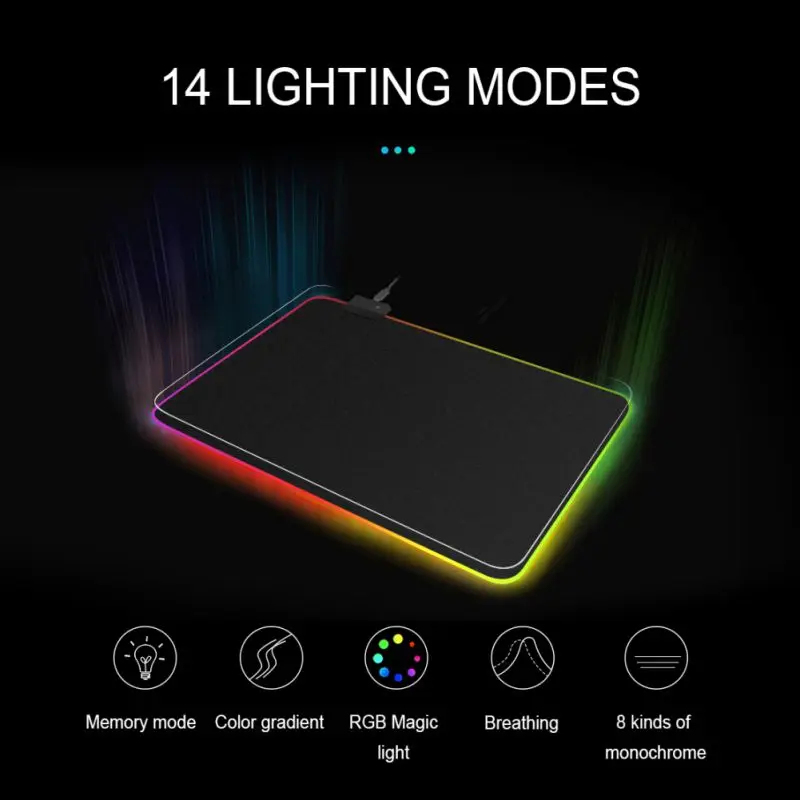 Два типа коврик для мыши RGB Коврик для компьютерной мыши Расширенный игровой коврик для мыши геймер Коврик для мыши Нескользящий Резиновый Коврик