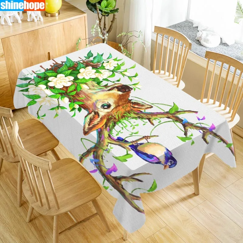 3d Animals Tablecloth Sika Deer Pattern Dustproof Washable Rectangular Table Cloth For Wedding Table Cloth Cover TV Covers - Цвет: tablecloths 14