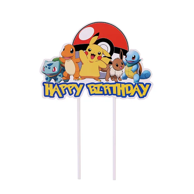 Pokemon Birthday Party Decorations Pikachu Foil Balloons Disposable Tableware Plate Napkin Backdrop For Kids Boy Party Supplies Big cake 1pcs