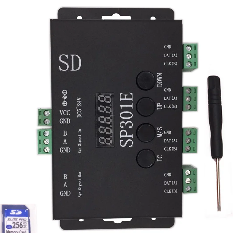 

SP301E Syn signal Programmable LED Controller For WS2811 WS2813 WS2812B SK6812 APA102 Pixel LED Strip Panel light,DC5-24V