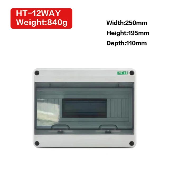HT Waterproof Series Household illumination Electrical Distribution Box MCB Waterproof Junction Wire Box ABS 5/8/12/15/18/24Ways HT12