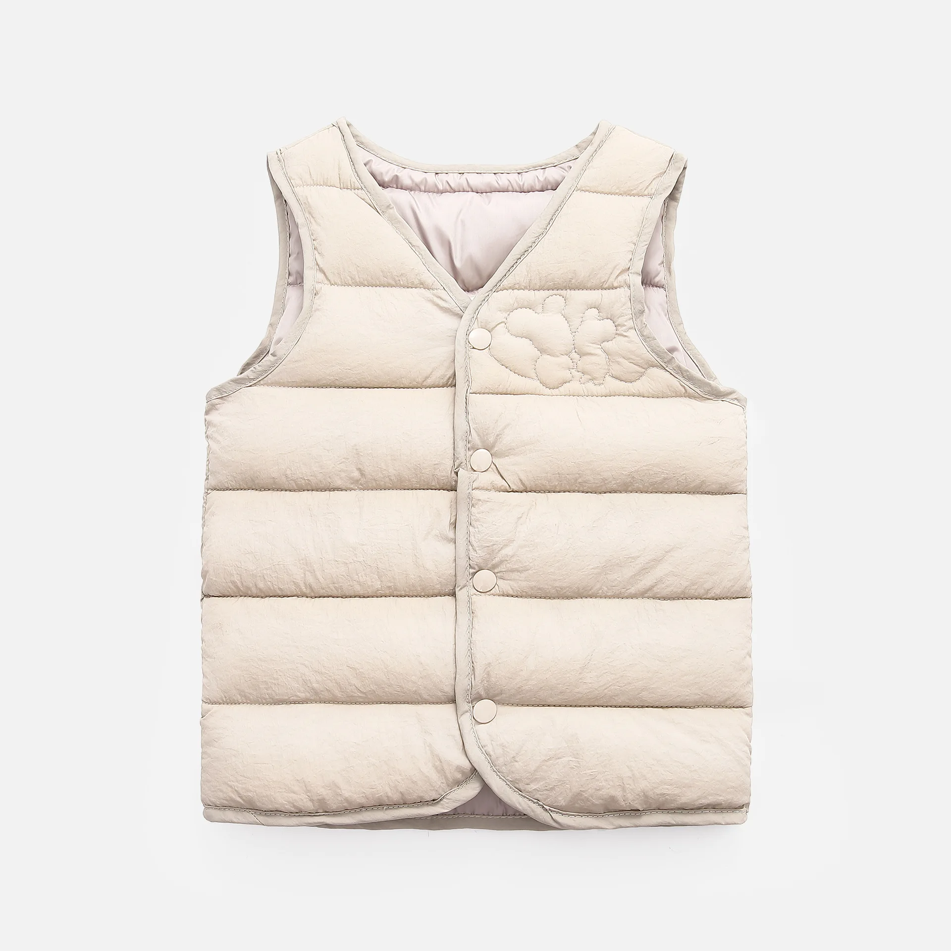 Baby down cotton children's vest in winter a new type of small and medium-sized children's cotton waistcoat for men and women - Цвет: Бежевый