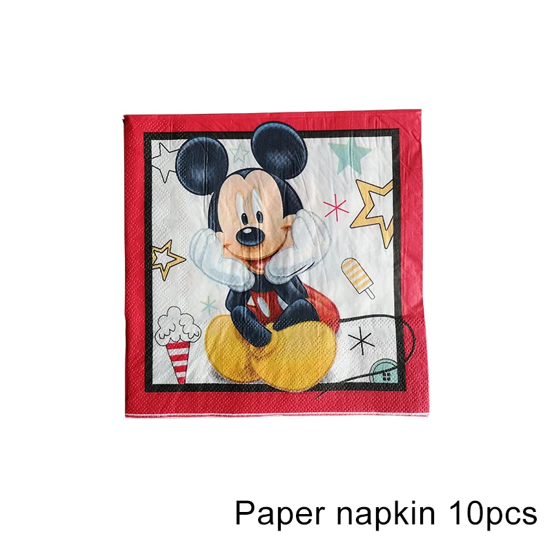 Paper towel 10pcs Вечерние одноразовые столовые приборы с Микки Маусом и Микки Маусом, скатерть для детской вечеринки на день рождения, украшения для детского душа - Цвет: Paper towel 10pcs