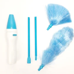 Rotatable Electric Feather Duster with Vacuum Cleaner for Efficient Household Cleaning (Blue)