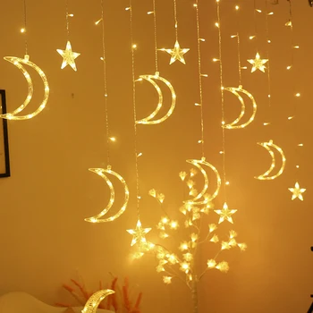 

3.5M Star Moon Fairy Light LED Ball String Garland Lights Waterproof For Christmas Tree Wedding Home Indoor Decoration EU plug