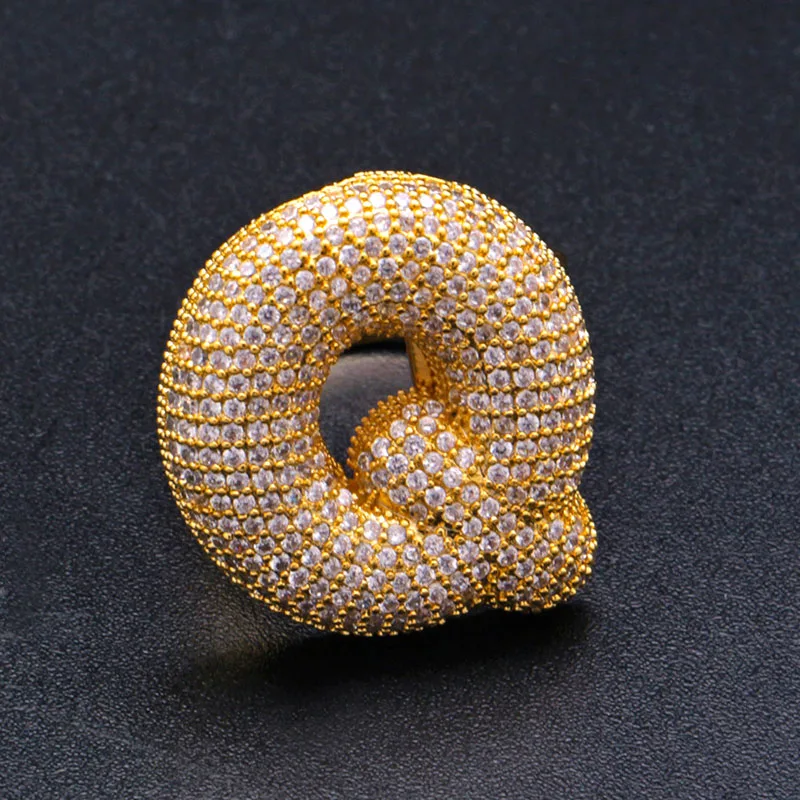 Хип-хоп AAA кубическая циркониевая подвеска Bling Iced Out Bubble кольцо с гравировкой Bling CZ кольца для мужчин Club Rapper ювелирные изделия золото серебро - Цвет основного камня: q