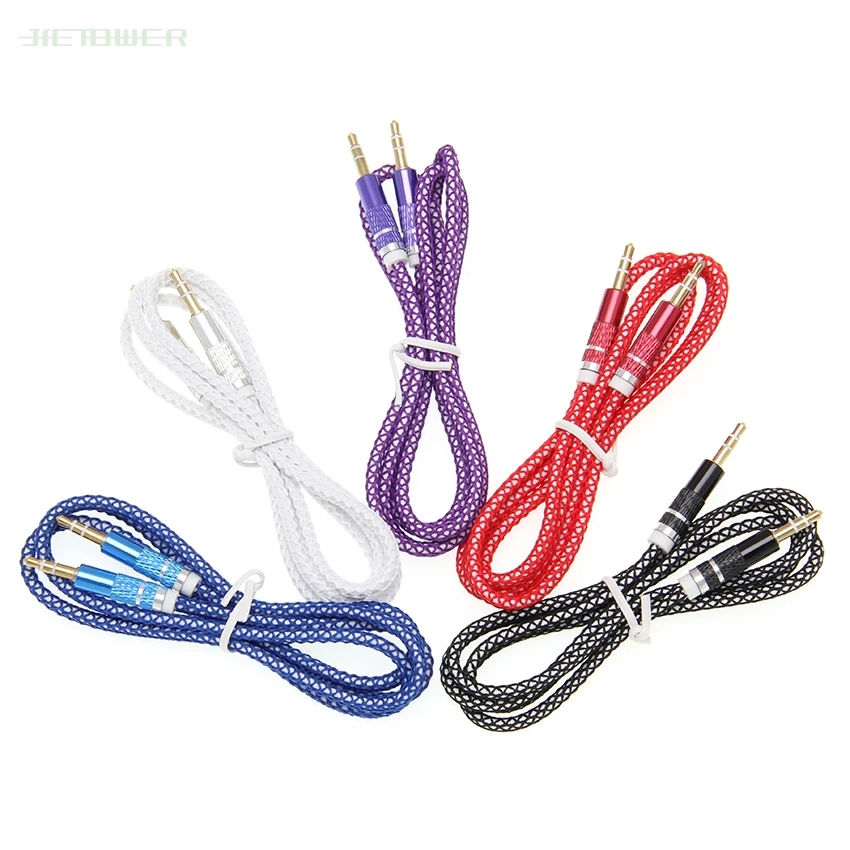 3 5mm Durable Audio Cable Nylon Braid Candy Car AUX Cable Headphone Extension Code for Phone MP3 Car Headset Speaker 50pcs lot