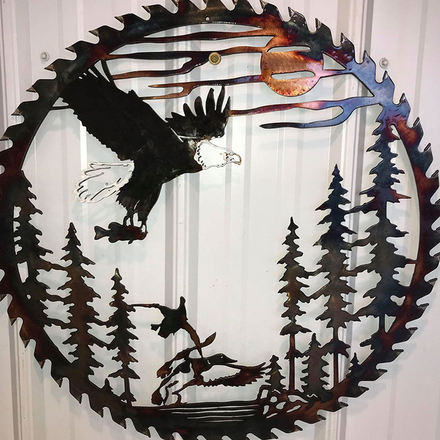 Bed/living Room Metal Wall Stickers Art Cut Elk Saw Blade Deer Forest Tree Sculpture Indoor Outdoor Decor Unique Gift Decora