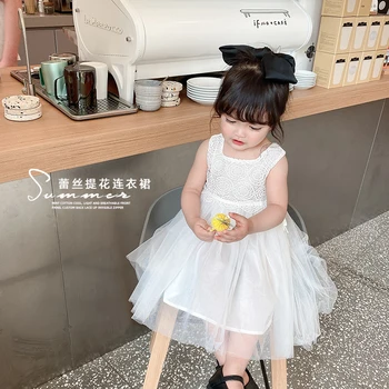 

girl lace dress Princess Dress summer new children mesh dress little fairy puff dress