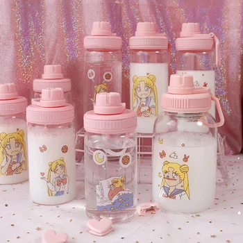 

Korean Pure and Fresh and Lovely Large Capacity Portable Stand Water Cups Gradual Gradient Girl Heart with Tea Juice Glasses Cup