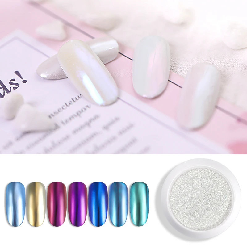 1 Box Pearl Shell Glitter Nail Chrome Pigment Powder Dazzling DIY Micro Holographic Unicorn Art Decorations Polish Manicure | Красота и