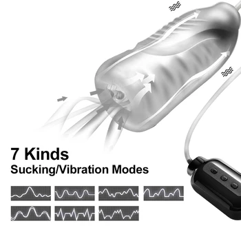 Electric Male Masturbator Cup for Men Sucking Vibrator Penis Stimulation Realistic Vagina Pussy Blowjob Oral Adult Sex Toys Tool 3