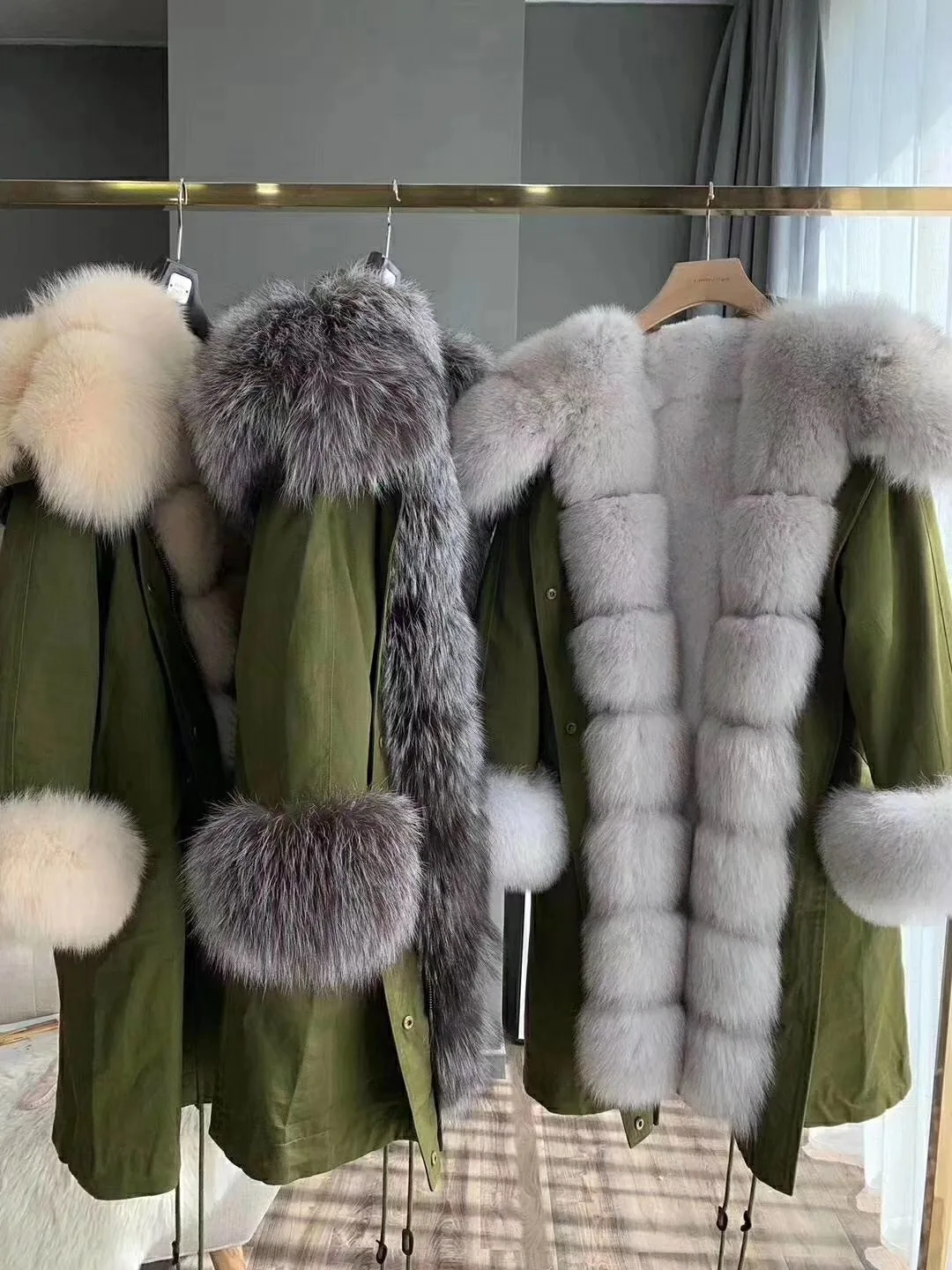 Женская длинная парка OFTBUY, с натуральным мехом лисы на воротнике и капюшоне и съемным мехом кролика на подкладке, зимняя куртка, уличная одежда