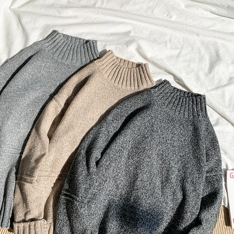 Winter Sweater Men Warm Fashion Solid Color Casual Knit Sweater Man Sweter Clothes Wild Loose Long-sleeved Pullover Men M-3XL Winter Sweater Men Warm Fashion Solid Color Casual Knit Sweater Man Sweter Clothes Wild Loose Long-sleeved Pullover Men M-3XL
