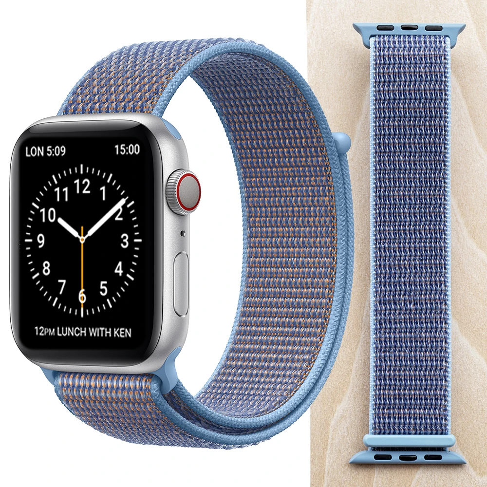 Высококачественный нейлоновый спортивный ремешок для Apple Watch Series 5 4 3 2 1, мягкий дышащий тканый ремешок 44 мм iwatch 38 мм 40 мм - Цвет ремешка: Cerulean