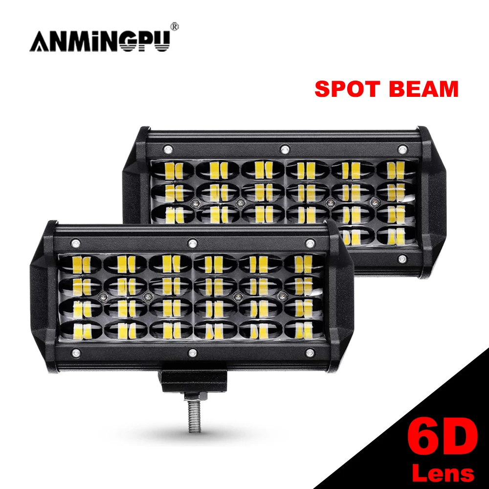 

ANMINGPU 4" 7" 6D LED Light Bar Off Road 12V 24V 36W 72W Spot Beam LED Work Light Bar for Car Truck 4x4 Atv Jeep Boat Headlight