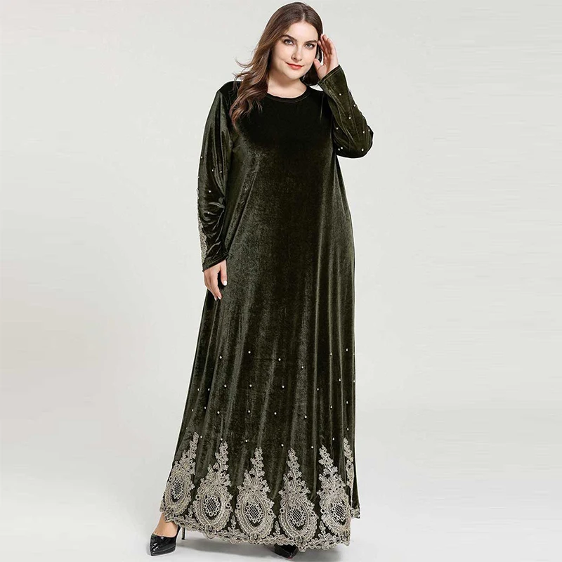 Мусульманское платье, платье на Ближнем Востоке, Дубай, стиль, Исламская Турция, вышитое бисером, с длинными рукавами, женское