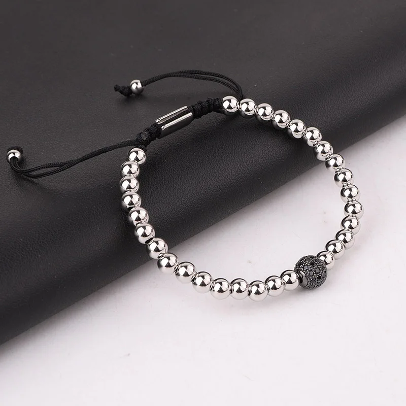 Classic Design Stainless Steel Beads CZ Pave Ball Handmade Macrame Friendship Bracelet Men Women - Image 5