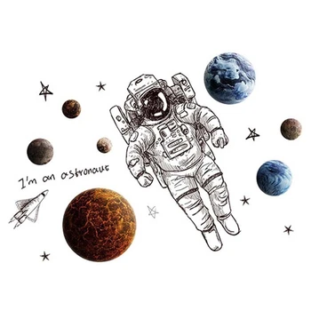 

Space Planet Astronaut Wall Sticker for Kids Room Boy Bedroom Decoration Decal