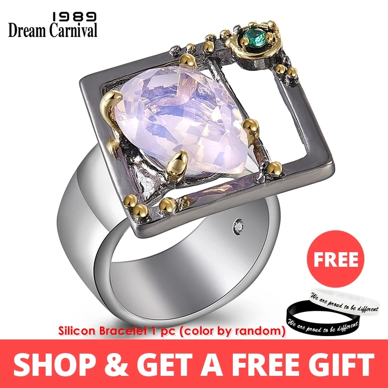 Cena DreamCarnival 1989 Brand New Gothic pierścień dla kobiet Tear Drop różowa cyrkonia Chic elegancka biżuteria Party musi mieć Drop Shipping WA11635