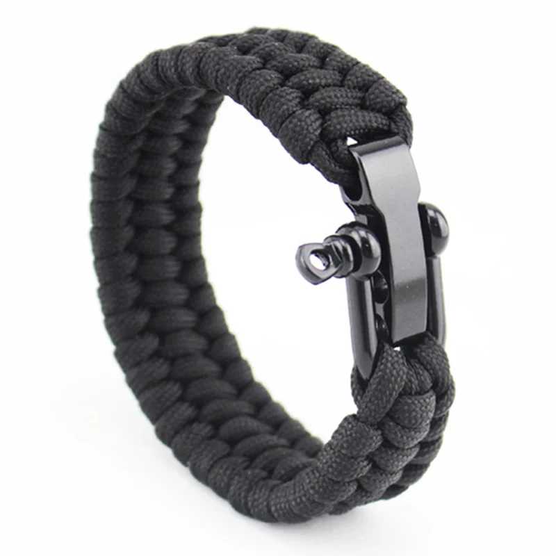 Outdoor Camping Survival Gelang Pria Pendakian Olahraga Tali Parasut Adjustable Stainless Steel Gesper Persahabatan Gelang Pria