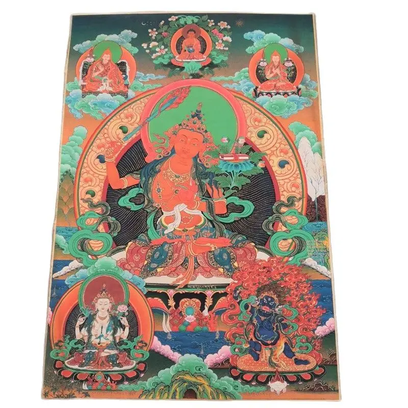 

China Old Tibet Paper Thangka Like Hanging Painting Fengshui Tibetan Tara Buddha