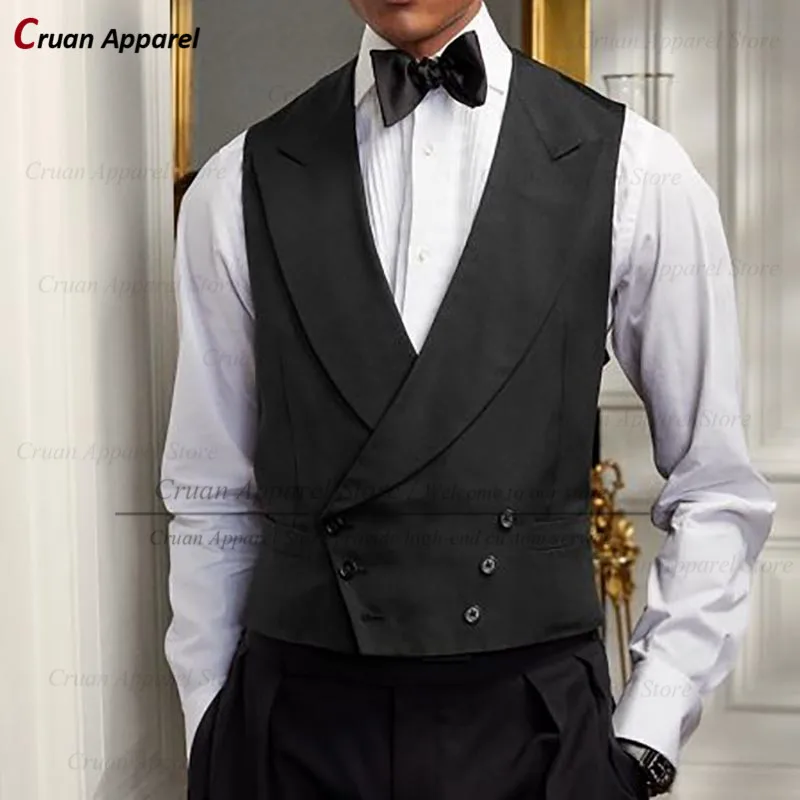 

2022 Vintage Dark Gray Wedding Men's Suit Vest Sleeveless Jacket Tailor-made Slim fit Groomsman Groom Double Breasted Waistcoat