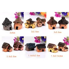 Миниатюрные из полимерной смолы дом маленькая хижина дома деревенские дома ландшафтное украшение для сказочного сада бонсай из цветов горшок декоративные фигурки