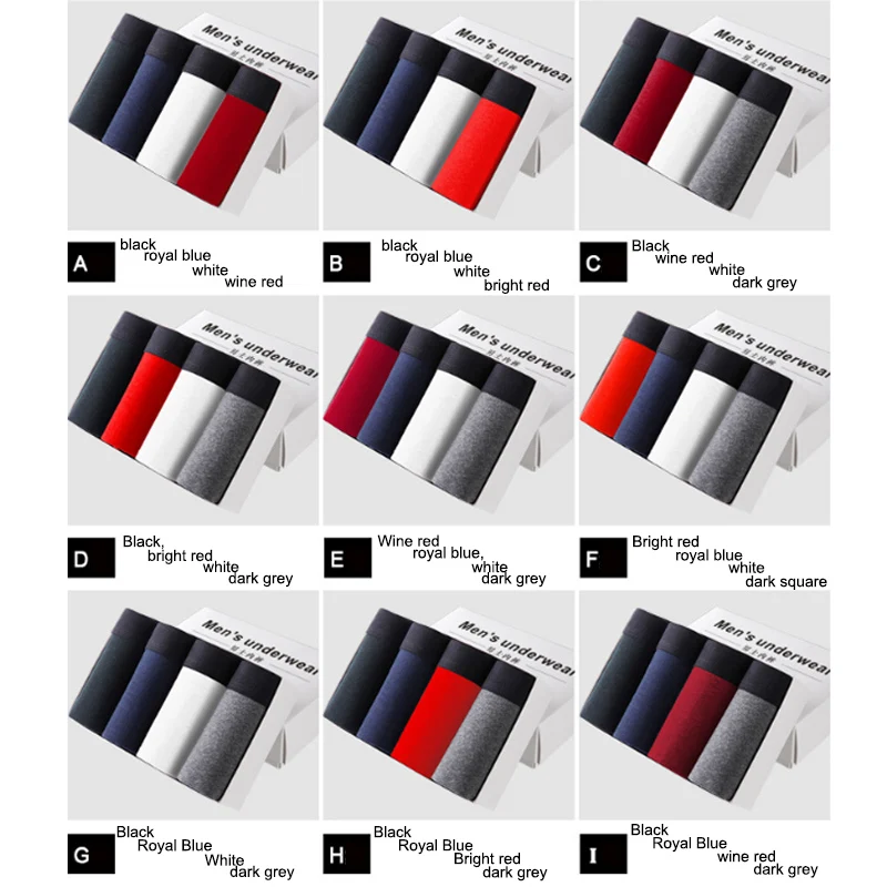 Male Panties Hot Sale Cotton Solid 4PCS/Lot Underpants Popular Man Boxer Men's Underwear Breathable Comfortable