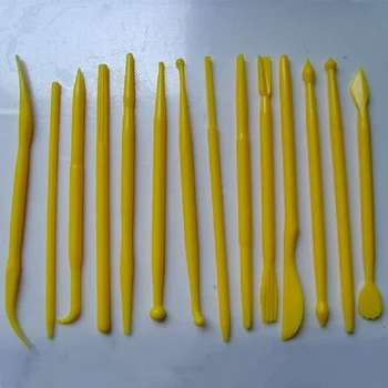 

(10set/lot)Free Shipping Plastic 14pcs Yellow Cake Decorating Fondant Tools set