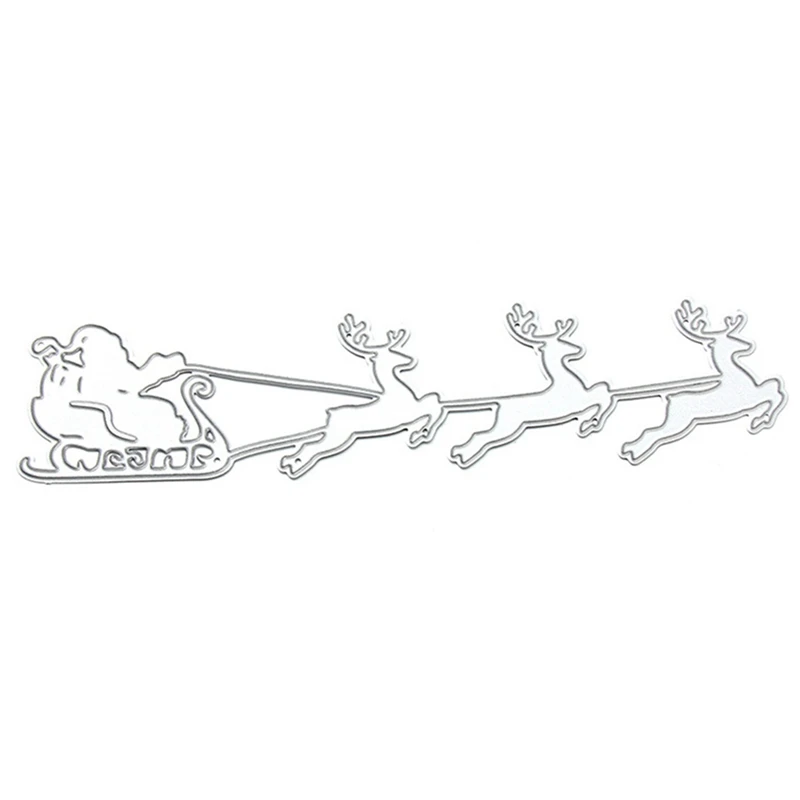 Christmas Santa Reindeer Sled Sleigh Metal Cutting Die Set Punch Cutter Knife For Clear Stamp Scrapbooking Card Make DIY
