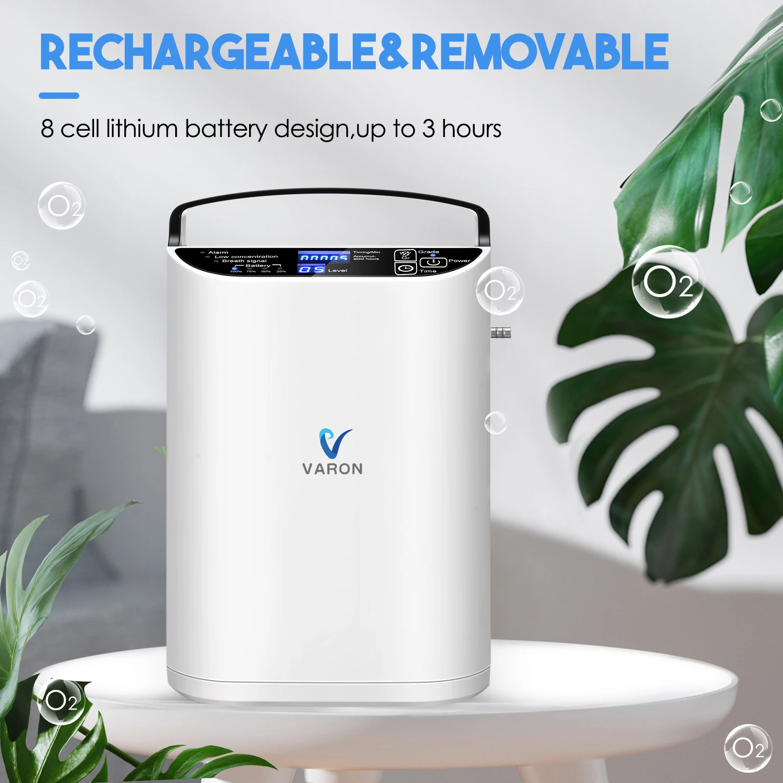 Portable 5L Oxygen Machine Pulse Flow Oxygen Concentrator for Medical Home Use Travel Outdoor Care with Battery