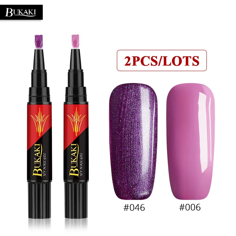 2PCS ZHG1307 BUKAKI купить еще 2 5% скидка легко 3 в 1 гель лак для ногтей ручка 3 шт. ногтей Советы УФ гель лак Гибридный Сахар клей для ногтей один шаг - Цвет: 2PCS ZHG1307