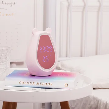 

Lovely bear Alarm clock Night light LED makeup mirror Indoor thermometer Intelligent voice control and gesture control