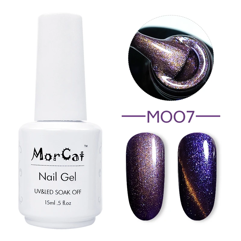 M007 MorCat УФ-гель для ногтей кошачий глаз 3D Хамелеон для использования с магнитом Гель-лак для ногтей, маникюр Серебряная Золотая линия кошачий глаз Гель-лак - Цвет: M007