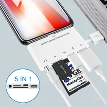 5 в 1, комплекты для подключения к камере SD, TF, Lightning, USB, устройство для чтения камер, адаптер, OTG кабель для iPhone X 6, 7, 8, для Ipad Air