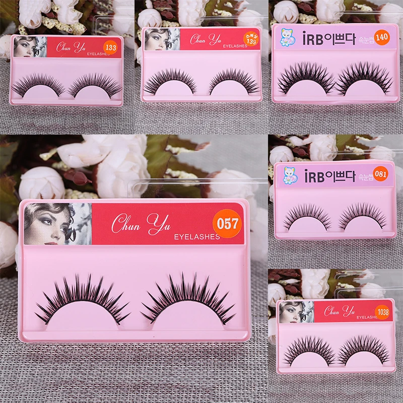 

2 pcs Natural false eyelashes Fake lashes long makeup ashes extension eyelash mink eyelashes for beauty Makeup Tool Extension