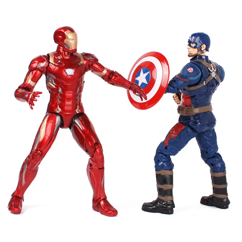 

2pcs/set Anime Marvel Avengers Iron Man Figure Action Captain America Super Hero PVC Collectible Action Figure