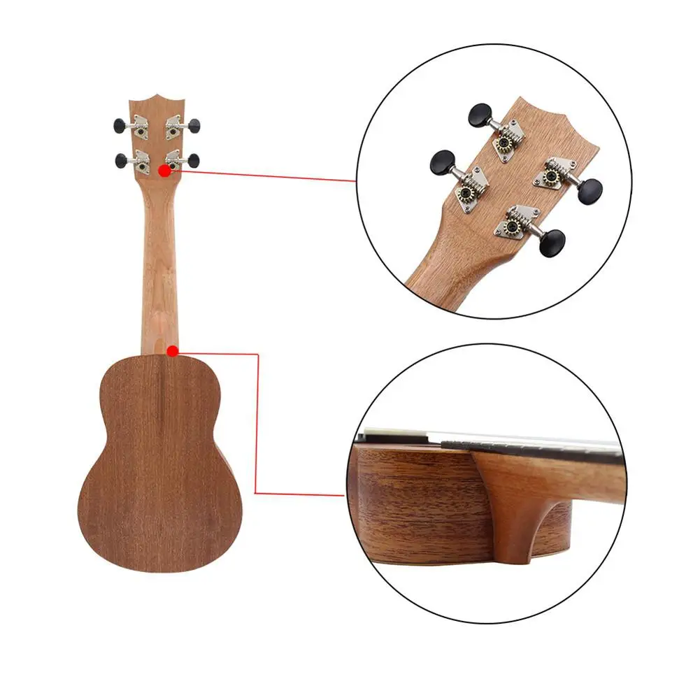 21 дюймов Sapele ukulele с гравировкой Ukelele 15 ладов Акустическая гитара Мини Портативный Профессиональный музыкальный инструмент Гавайская гитара ra