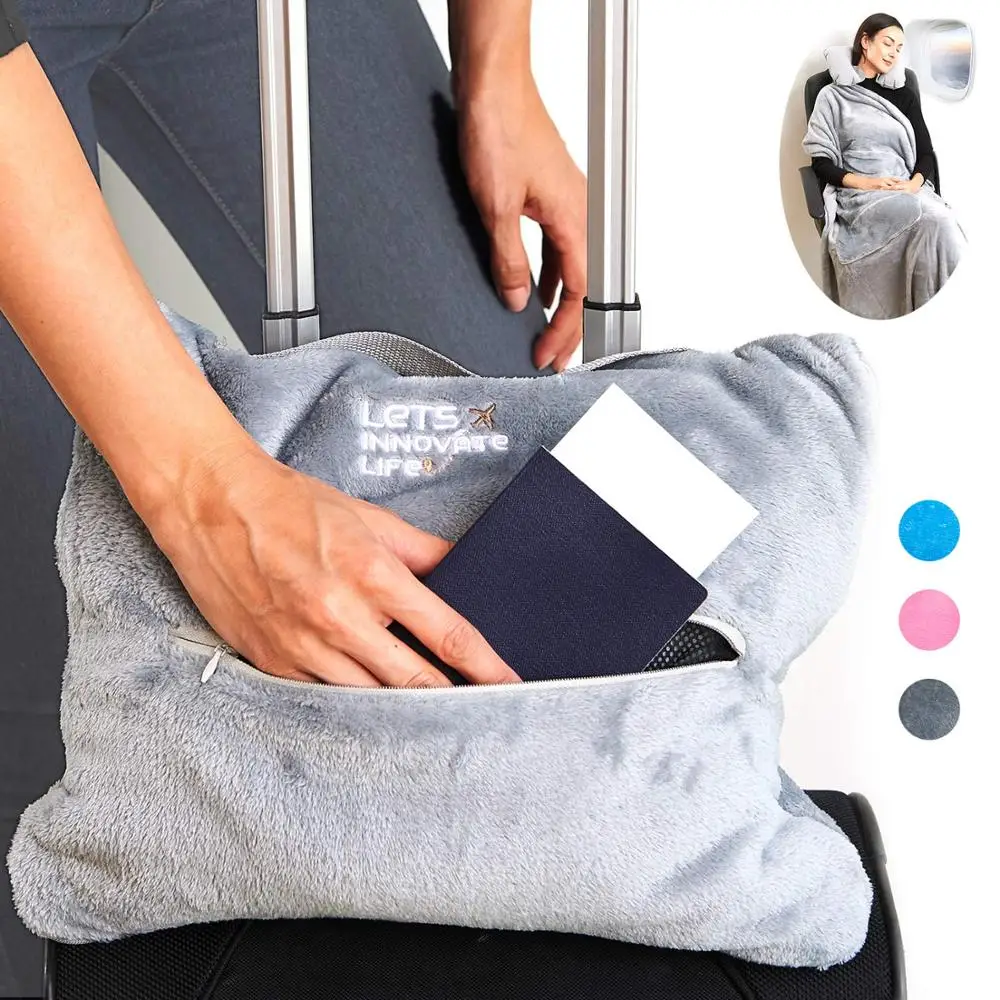 Модная сумка для переноски, 4 в 1, одеяло для путешествий, легкое, теплое и портативное, новейшее, маленькое, компактное, одеяло для самолета, s, набор подушек