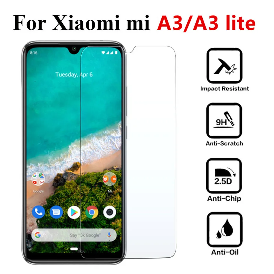 2 шт. закаленное стекло для Xiao mi A3 a1 a2 9 8 lite se pro Защитная пленка экрана на a3