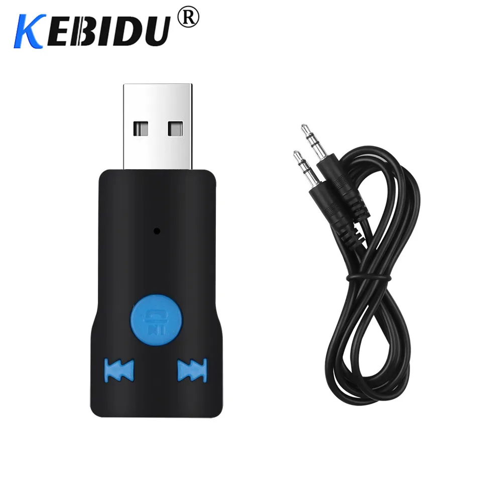 Kebidu беспроводной автомобильный bluetooth-приемник, USB адаптер, AUX 3,5 мм разъем, ключ для громкой связи, для автомобильных звонков, Bluetooth, автоматический музыкальный приемник