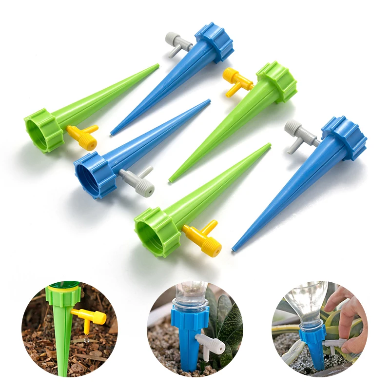 

12Pcs automatic watering device garden cone lazy watering seepage water adjustable water flow dripper with valve drip irrigation