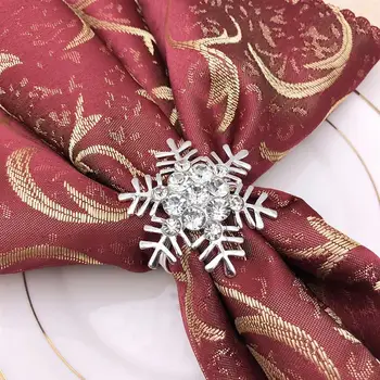 

8PCS Rhinestone Napkin Ring Christmas Snowflake Napkin Rings Fashion Diamante Serviette Buckles for Banquet Party Dinner Table