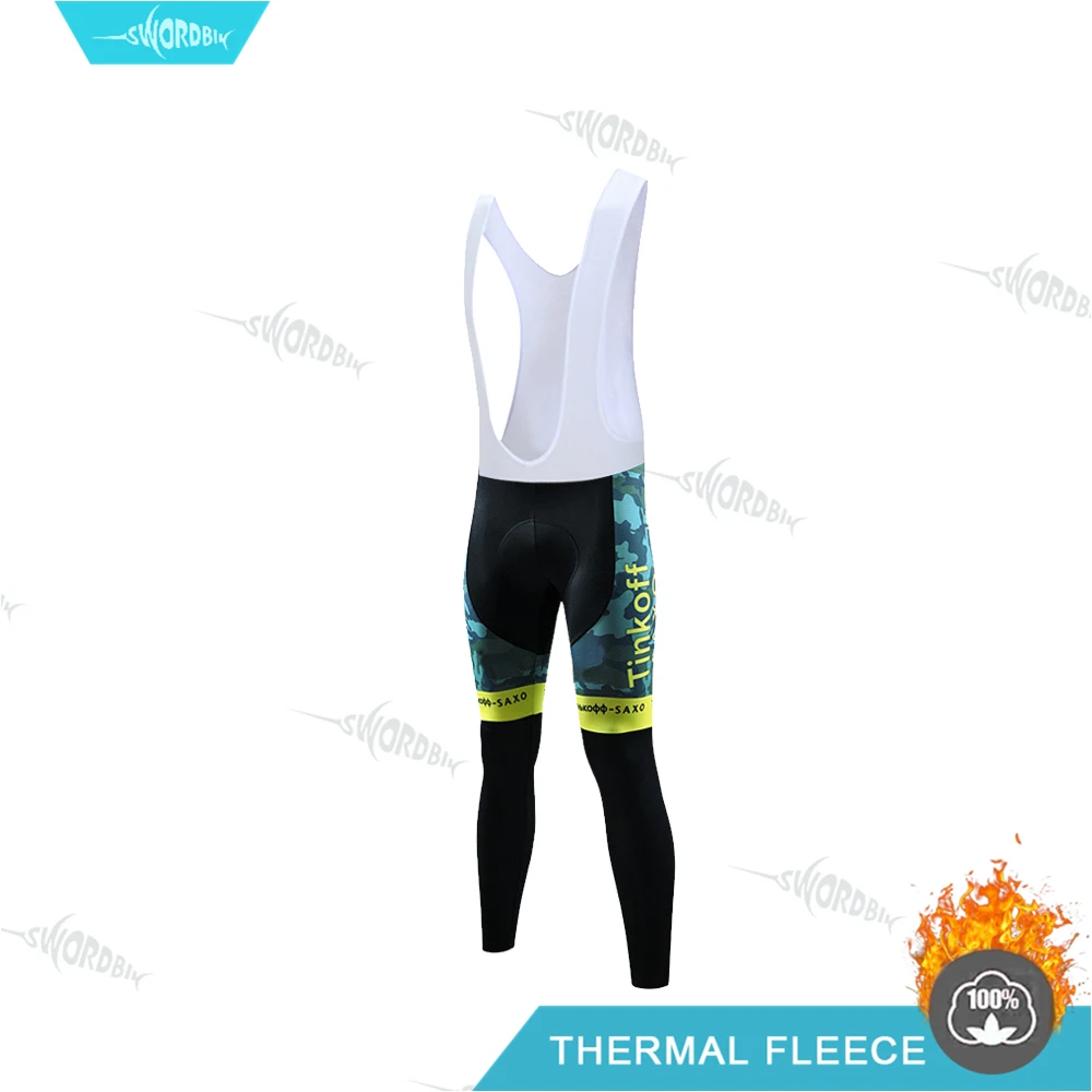 Bib pantst Tinkoff зимние велосипедные комбинезоны, колготки, мужские длинные брюки для езды на велосипеде, Зимние флисовые теплые ветрозащитные гелевая Подушка 19d для езды на велосипеде - Цвет: Bib pantst