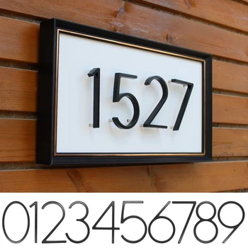 Número de casa flotante negra de 5 pulgadas n ° 0-9 alfabeto moderno número de puerta de casa letra para exteriores